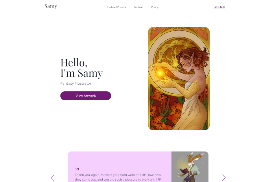 Portfolio Webseite einer lokalen Illustratorin